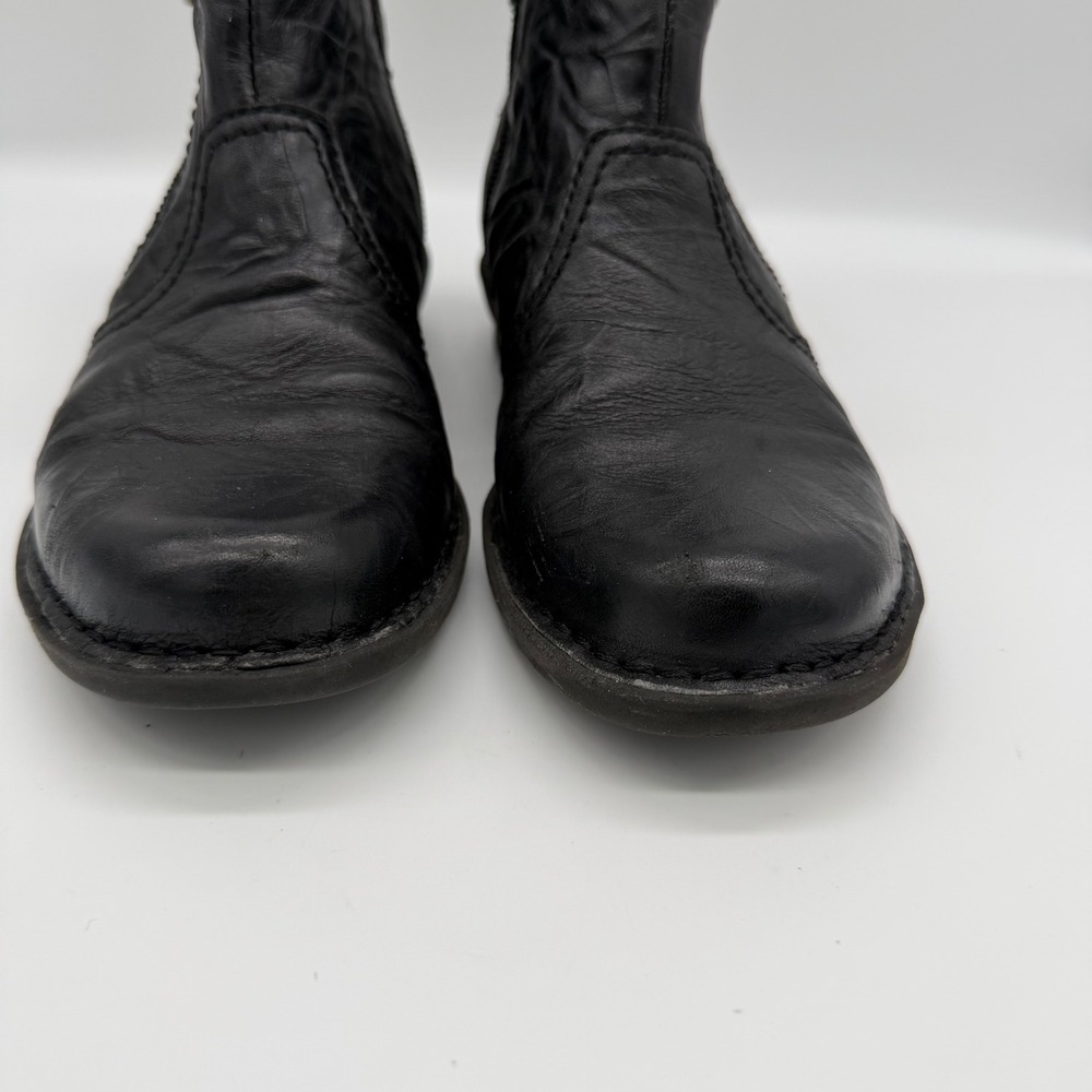 Clarks Womens Black Leather Ankle Boots Side Zip Buckle Low Wedge 5.5M 39300 - Picture 4 of 8